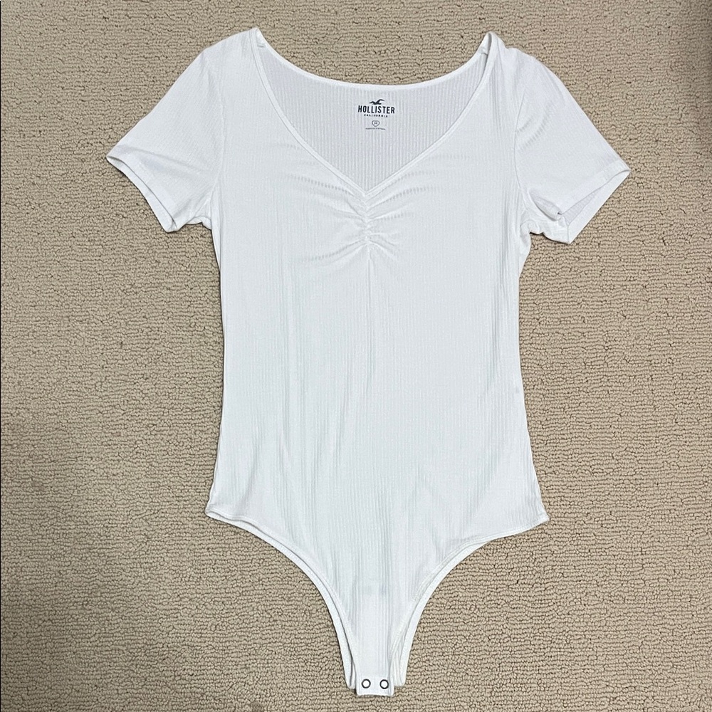 Hollister White Ribbed Bodysuit